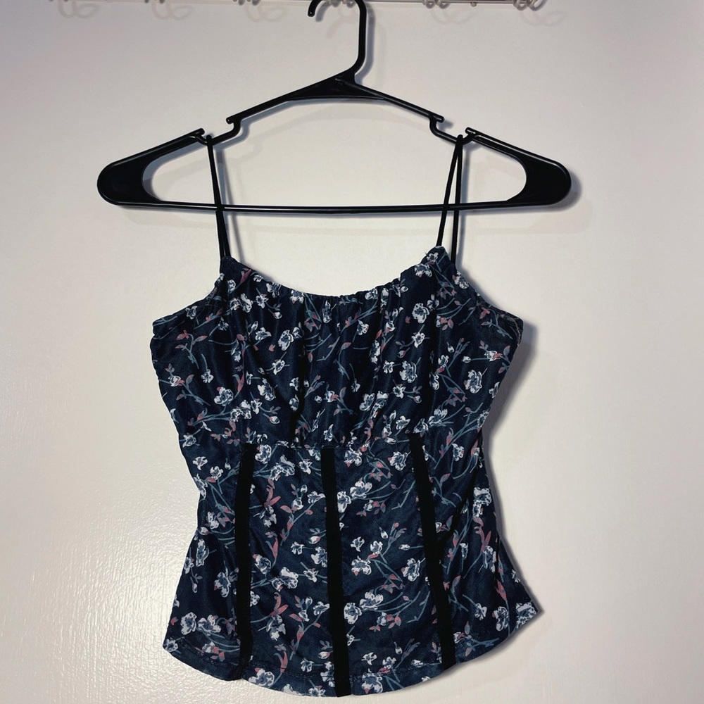 Blue Floral Tank Top